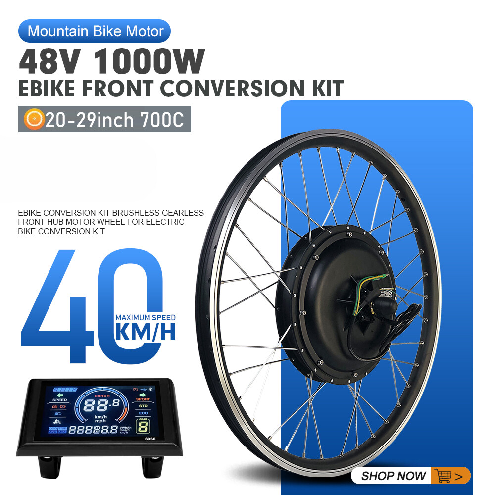 48V 1000W Electric Bike Conversion Kit Brushless Front Hub Motor