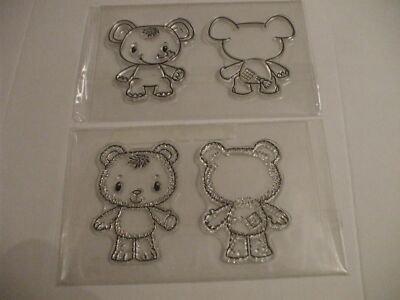 2 x Kanban Patchwork Pals Elefant & Bear Front & Back Clear Resin Stempelsets