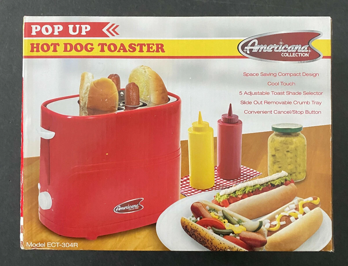 Americana Collection Red Pop Up Hot Dog Toaster & Bun Warmer ECT