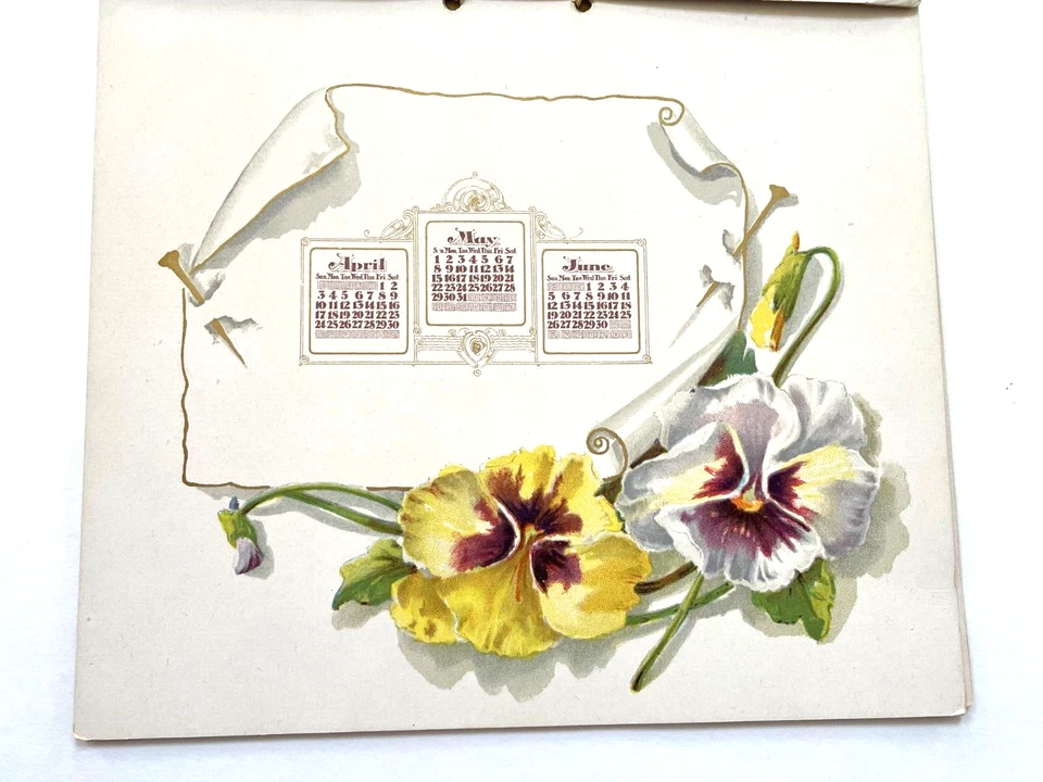 Precioso calendario 1898 titulado "Pensamientos" con pensamientos coloridos de "Prang & Co." * Foto 4 de 4