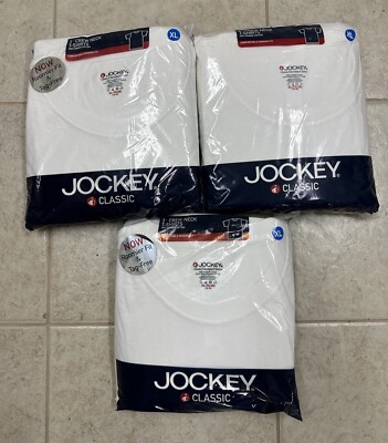 Jockey Classic Mens XL Lot 9 Pk Crew Neck White T-shirts Comfort 2004 NOS