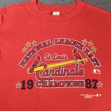St Louis Cardinals Shirt VTG Logo 7 1987 National League Champions - Men's M/L