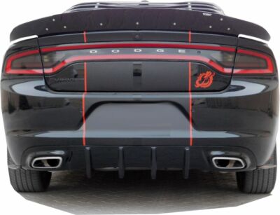 Ikon Motorsports Compatible With 2015-2023 Dodge Charger Rear Bumper Lip Diffuser Matte Black Pp
