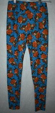 Lularoe One Size OS Halloween Theme Leggings Pumpkin Girl Blue