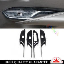 Glass Window Lifting Lock Panel Trim For Cadillac XT4 2018-23 Black Carbon Fiber