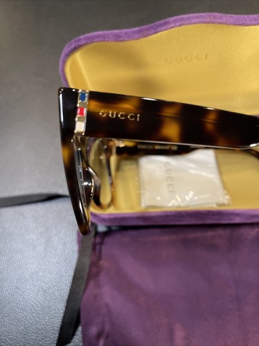 Authentic Gucci Sunglasses Tortoise W/gold. Blue Tint Purple Case, Bag & Cloth - Picture 8 of 21