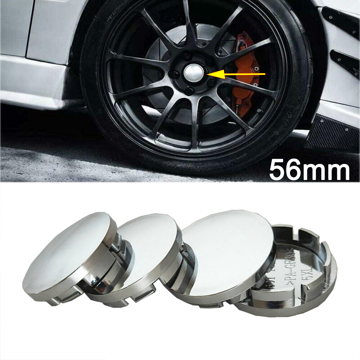 4pcs Car 56mm Wheel Center Caps Hub Tyre Rim Hub Cap Cover Chrome ABS