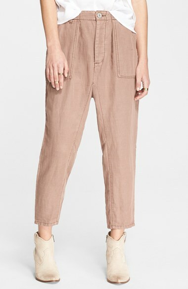 NWT FREE PEOPLE Cropped Utility Pants, Linen, sz 10