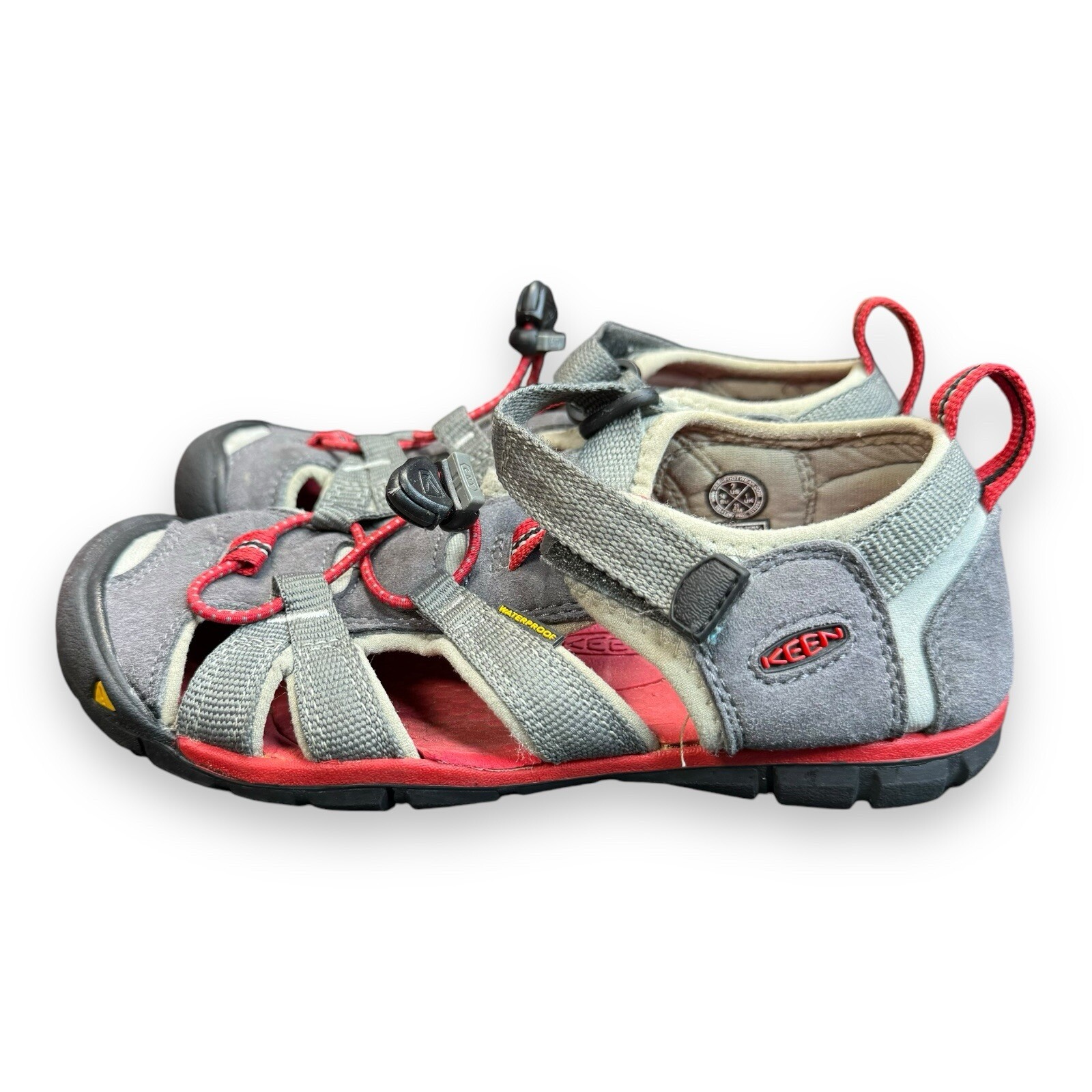 Keen Big Sandalo Impermeabile per Bambini Seacamp II CNX Grigio e Rosso Taglia 2