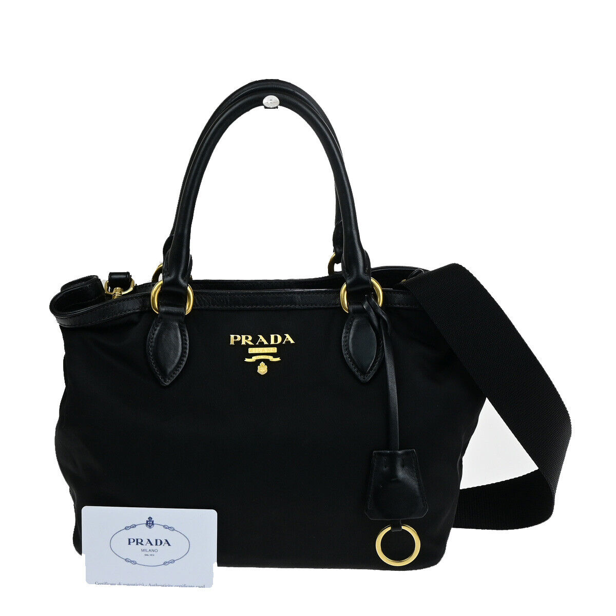 PRADA Logo Tessuto 2Way Shoulder Hand Bag Nylon Leather PRADA Logo Tessuto 2Way Shoulder Hand Bag Nylon Leather