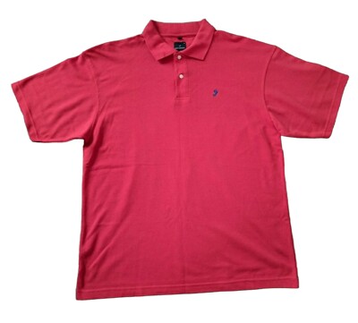 Enzo Ferruccio Mens Polo Shirt Size 2XL Red Knit Solid Cotton Blue Horse Logo