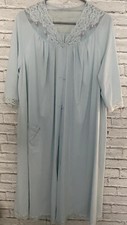 VTG Shadowline Baby Blue Housecoat Robe Button Medium