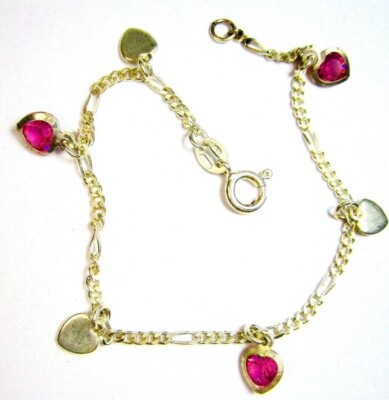 925 St. Silver Braclet, Studded with Pinkish Heart Shape Zirconia Stones
