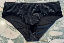 NEW Victoria Secret Velvet Imprinted VS Logo Hiphugger Panty - Black - XL