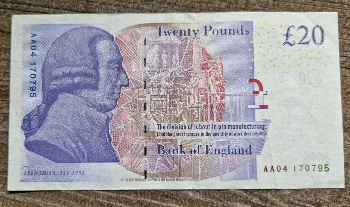 Bank Of England £20 Pound Note Adam Smith AA (AA04 170795) - Good Condition  | eBay UK