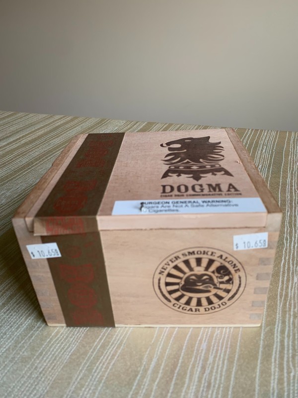 Cigar Box Empty Wood Dogma Hinged Box Wood Storage Box