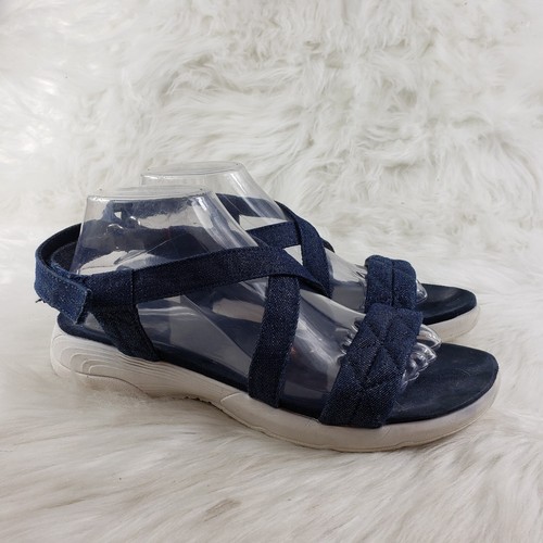 Easy Spirit Treasure glitzernde blaue Denim-Riemchensandalen Freizeit Damengröße US 9
