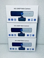 Lot Of 3  - HD 1080P WebCam Cameras With Built-In Microphone, Black