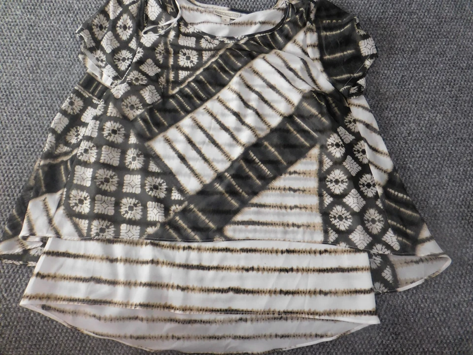 Blusa Dana Buchman Mujer Mediana Marrón Jersey Elástico Top Forrado Top Transparente Foto 2 de 4