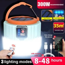 Solar Portable Rechargeable LED Camping Lantern Flashlight Lamp USB Power Bank