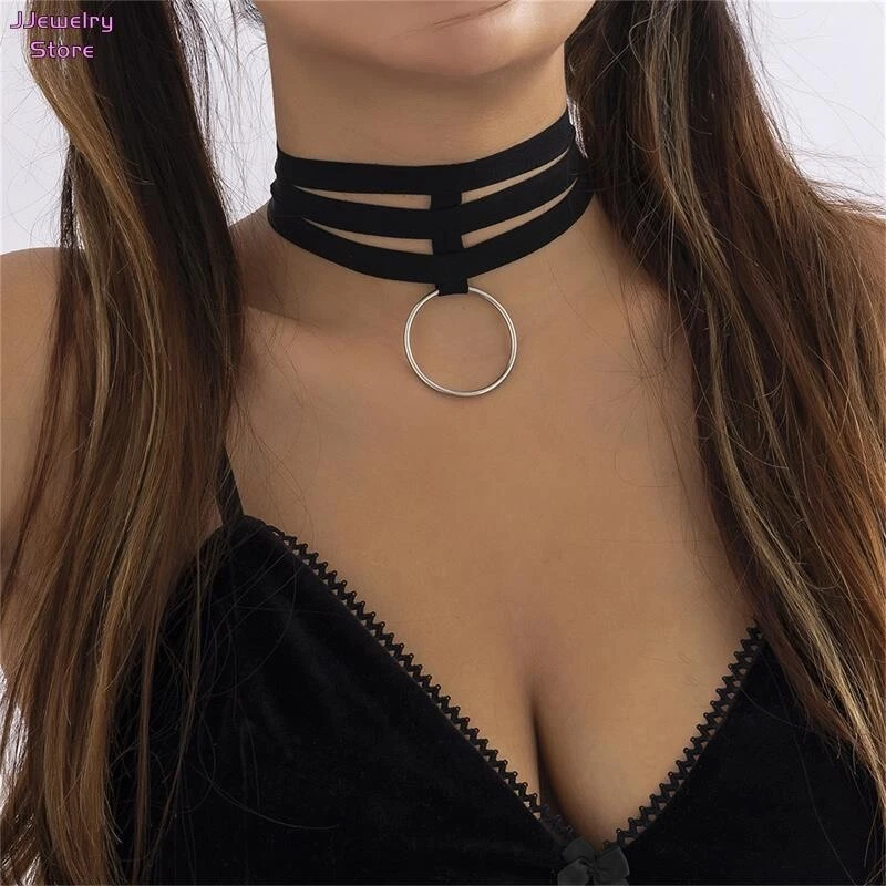 Women's Fashion Jewelry Black Velvet Velvet Layered Choker Collar Necklace 434 - Image 2 of 4