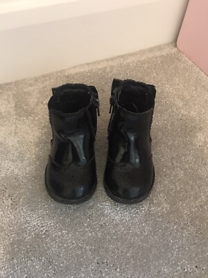 Matalan Girls Black Chelsea Boots Glitter Bow Size UK