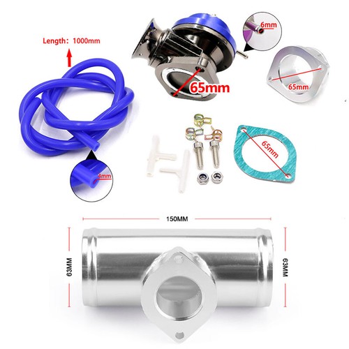 Blue Adjustable Type RS Blow Off Valve + 2.5" Aluminum Flange Pipe BOV Adapter - Picture 2 of 14