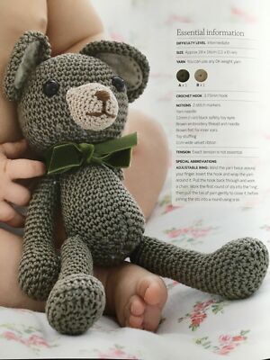 Fotokopie Häkelmuster - Teddybär - 11 Zoll groß - 0046