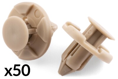 50x Druck Typ Clips für Nissan Mitsubishi Toyota Stoßstange Radlauf Grau Kunststoff