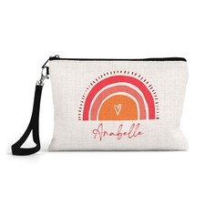 Personalised Pencil Case Kid School Office Stationary Canvas Zipper Rainbow