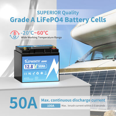 12V 50Ah Lithium LiFePO4 Batterie,mit50A BMS,Max.15000 Zyklen Lithium Akku,für Ersatz Blei-Säure Batterien,AGM Batterie,Boote,Solaranlage Off-Grid,Camping,Wohnmobile,Trolling Motoren(50Ah 12.8Volt 12V 50Ah Lithium LiFePO4 Batterie,mit50A BMS,Max.15000 Zyklen Lithium Akku,für Ersatz Blei-Säure Batterien,AGM Batterie,Boote,Solaranlage Off-Grid,Camping,Wohnmobile,Trolling Motoren(50Ah 12.8Volt