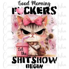 Sublimation Transfer Good Morning Cat Ready To Press Heat Transfer