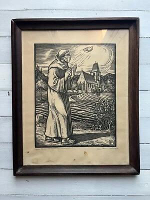 Gravure Sur Bois Début Xxeme Frère Simon Von Walburg Signé - Photo 1/4