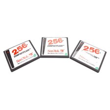 Lot of 3 SanDisk SDCFB-256-101-00 CompactFlash Memory Card, 256MB Capacity