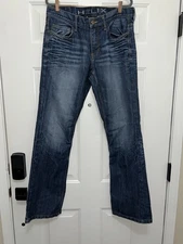 Helix Jeans Mens 34x32 Blue Denim Pants Dark Wash Slim Boot Cut Western