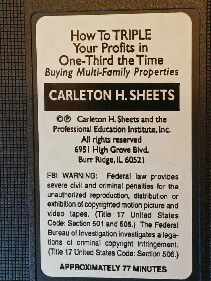 How to Triple Your Profits in One Third the Time VHS Carleton H. Sheets NEW VTG - Image 3 of 3