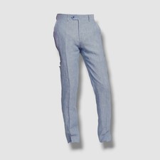 Bar III Men's Blue Slim-Fit Linen Tapered Suit Pants Size 34W 32L