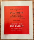 Bobby Knight Autographed Charity Banquet Program