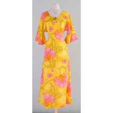 Vintage 60s Two Potato Laguna Pineapple Hawaiian Beach Dress Women's Size Medium