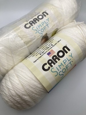 Caron Simply Soft Yarn 2 Skein Lot Color White Soft Acrylic Hat & Scarf Yarn