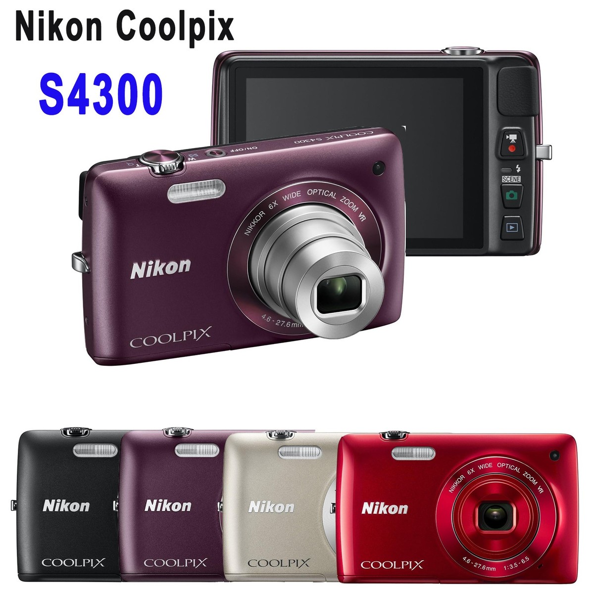 Nikon COOLPIX S4300 16 MP Digital Camera with 6x Zoom NIKKOR Lens