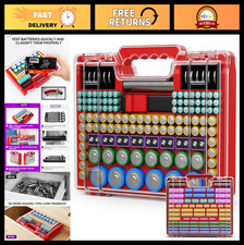 Ultra-Large Battery Organizer Storage Case with Tester, Holds 262 AA AAA C D 9V