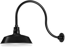 HTM Lighting Solutions Barn Light 14" Black Shade with 24" Black Gooseneck Arm