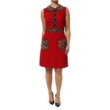 DOLCE & GABBANA Dress Red Leopard Viscose Sheath A-line IT44/US10/L RRP 2180usd