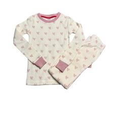 Mini Boden Girls Bow Print Pajama Set Size 5Y Long Sleeve Cotton