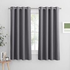 Image of Grey Blackout Thermal Insulated Curtains for Bedroom 46 x 54 Inch Short Eyelet