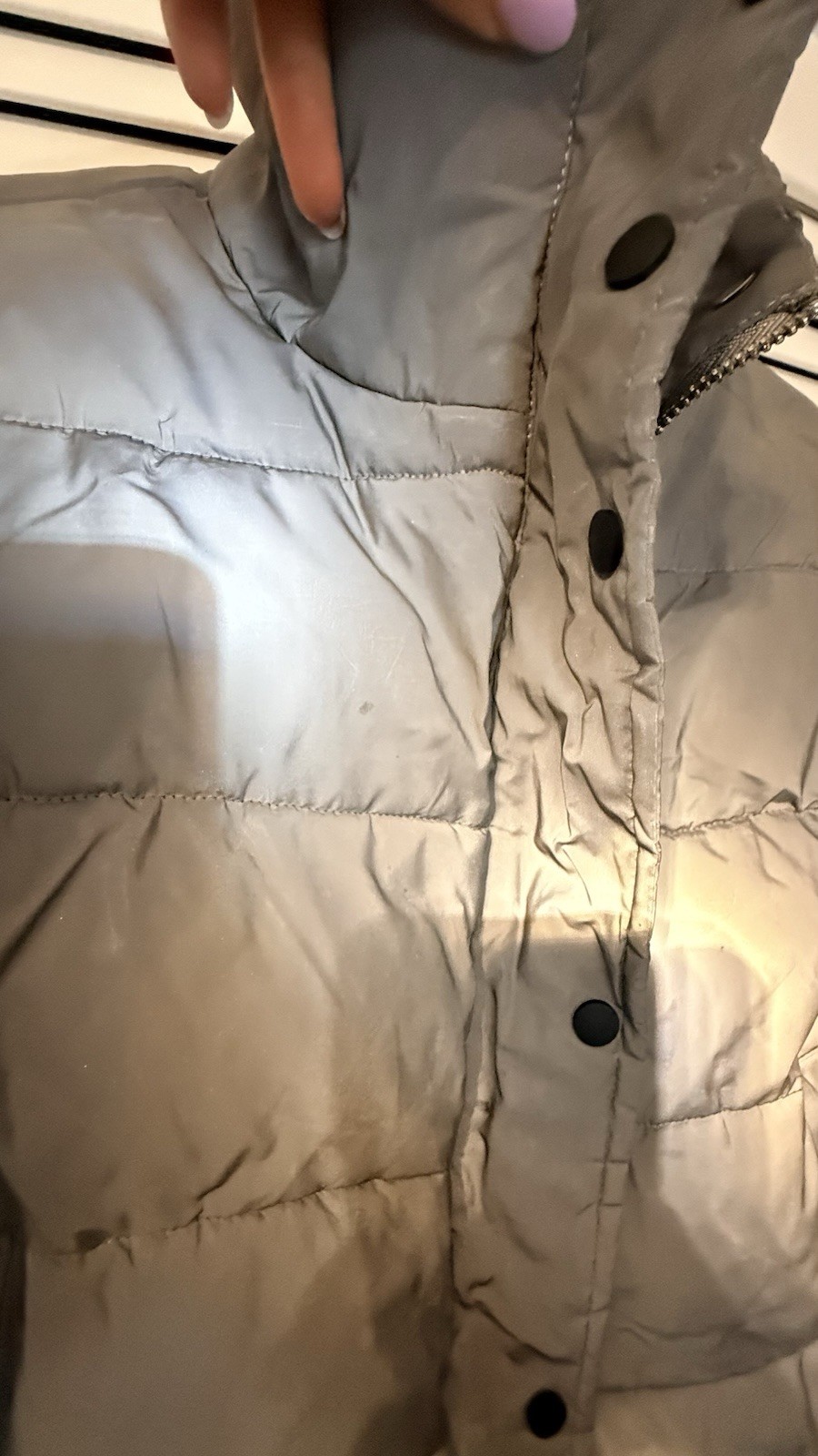 Reflective Cropped Jacket Size Small Grey Zip Up … - image 6