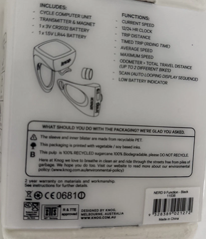 Knog Nerd 9 Wireless 9 Function Cycle Computer - Image 3 of 4