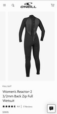 O'Neill Reactor-2 Women's 3/2mm Back Zip Full Wetsuit Black Size L