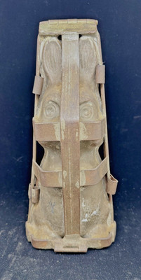 Antique Metal Easter Bunny Chocolate Mold Double-Sided Hinged Vintage 10'' c1920